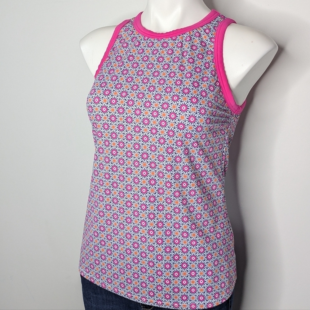 ✨3/$15 Lands' End Pink Orange Blue Kaleidoscope Swimsuit Tankini Top 6/8